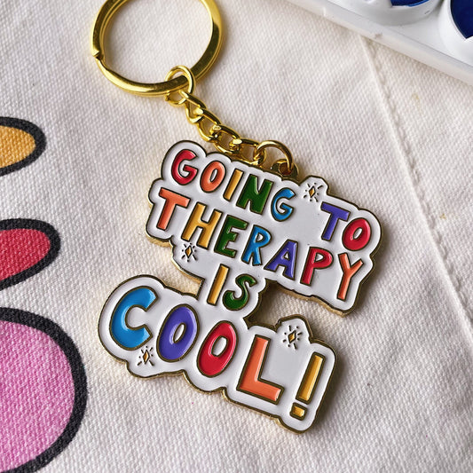 Going To Therapy Is Cool! - Gold Keychain
