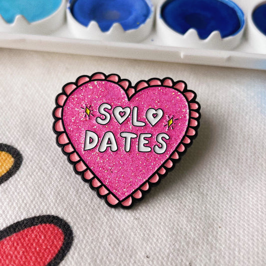 Solo Dates - Glitter Enamel Pin