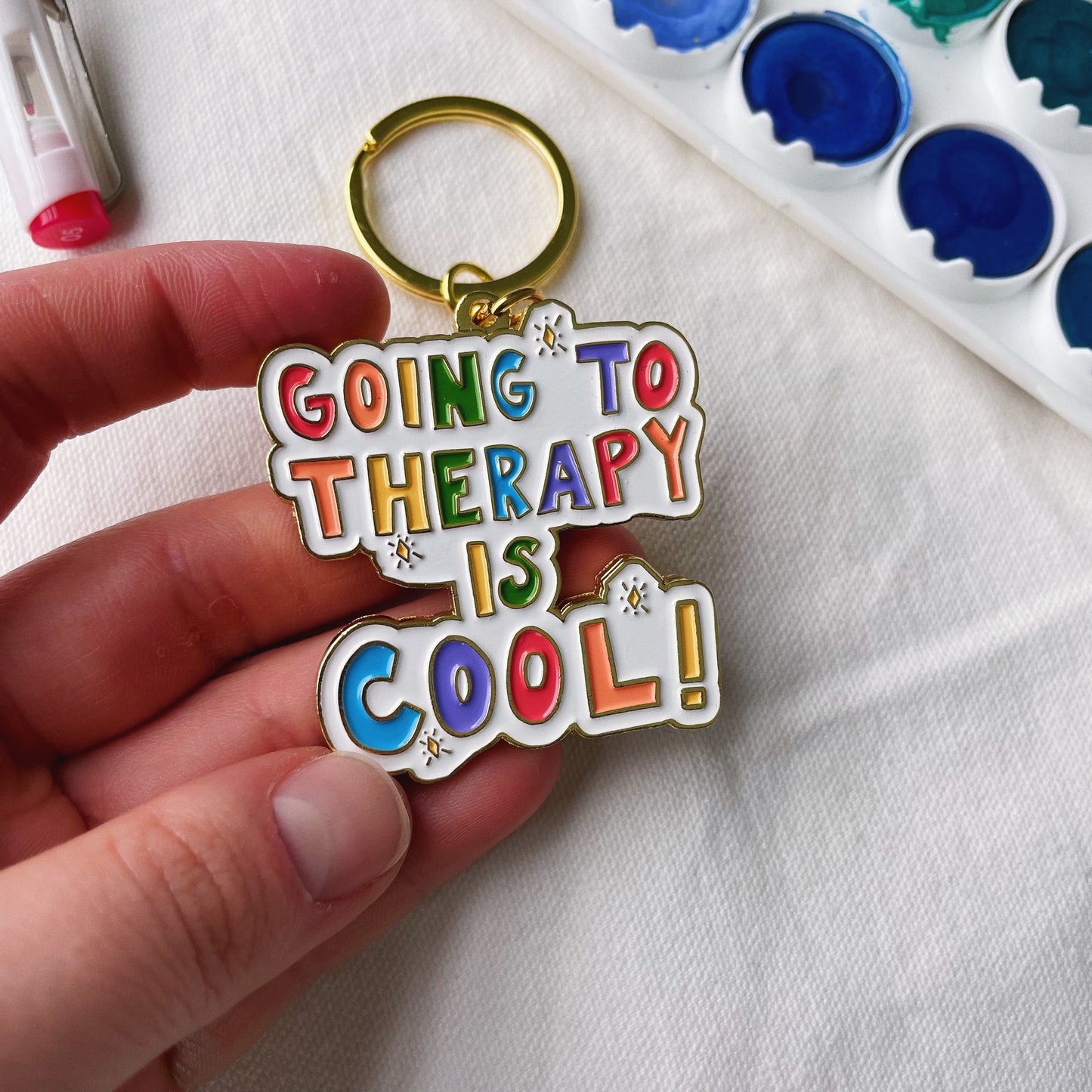 Going To Therapy Is Cool! - Gold Keychain